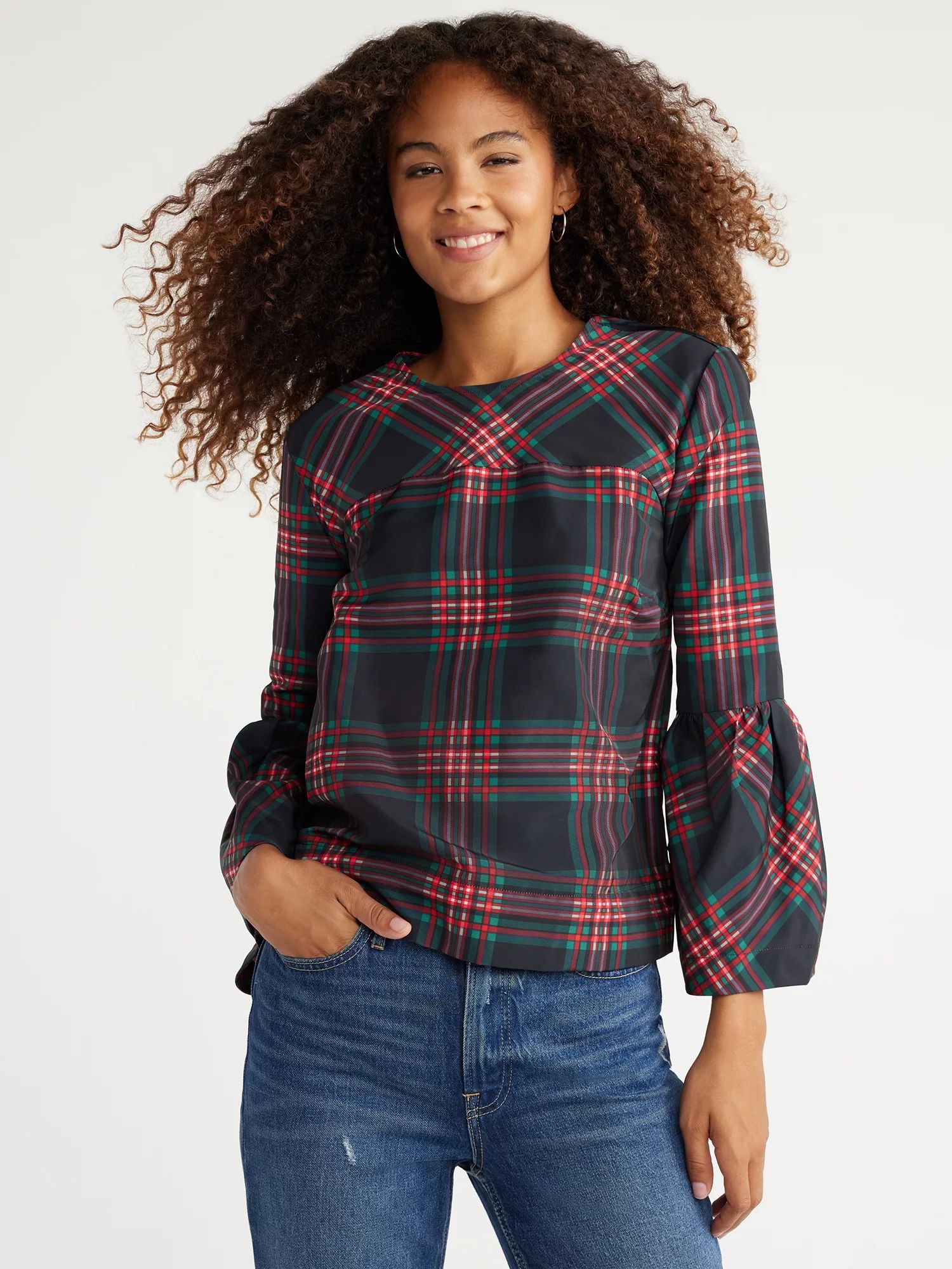 Free Assembly Women's Top with Long Bell Sleeves, Sizes XS-XXXL | Walmart (US)