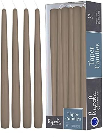 12 Pack Tall Taper Candles - 12 Inch Taupe Dripless, Unscented Dinner Candle - Paraffin Wax with ... | Amazon (US)