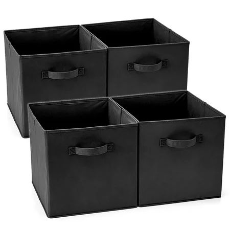 EZOWare Set of 4 Foldable Black Fabric Basket Bin, Collapsible Storage Cube Boxes for Nursery Toys ( | Walmart (US)