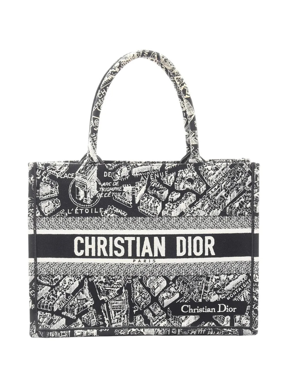 Christian Dior Pre-Owned 2023 Medium Canvas Embroidered Plan De Paris Book tote bag - Black | Farfetch Global