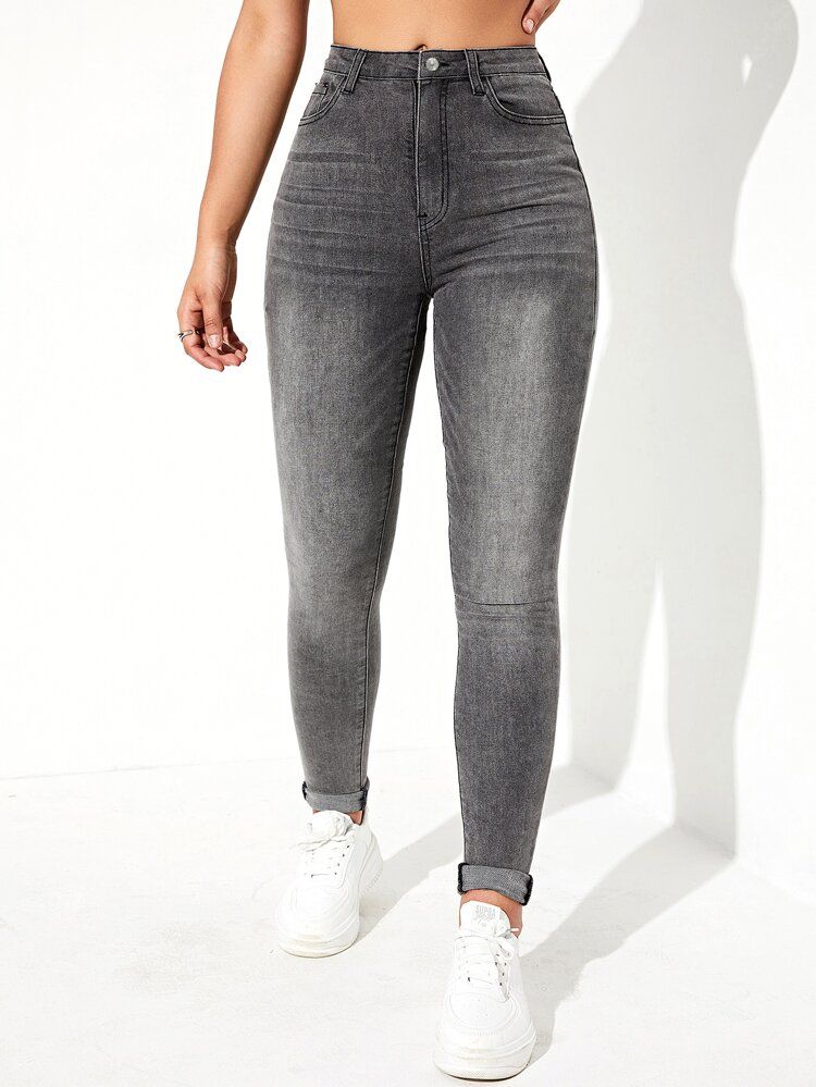 Schmale Jeans mit dunkler Waschung | SHEIN