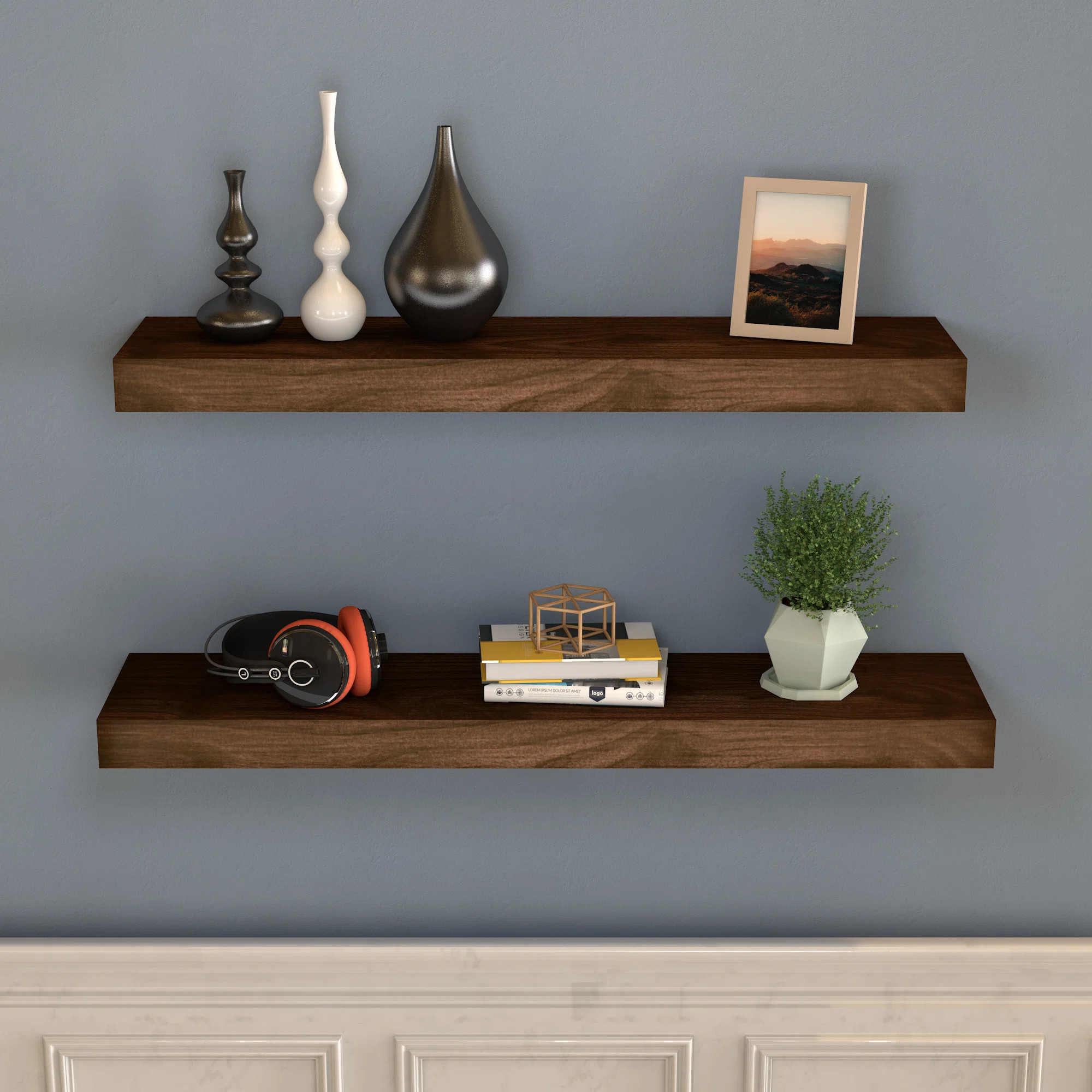Chalissa 2 Piece Solid Wood Floating Shelf (Set of 2) | Wayfair North America