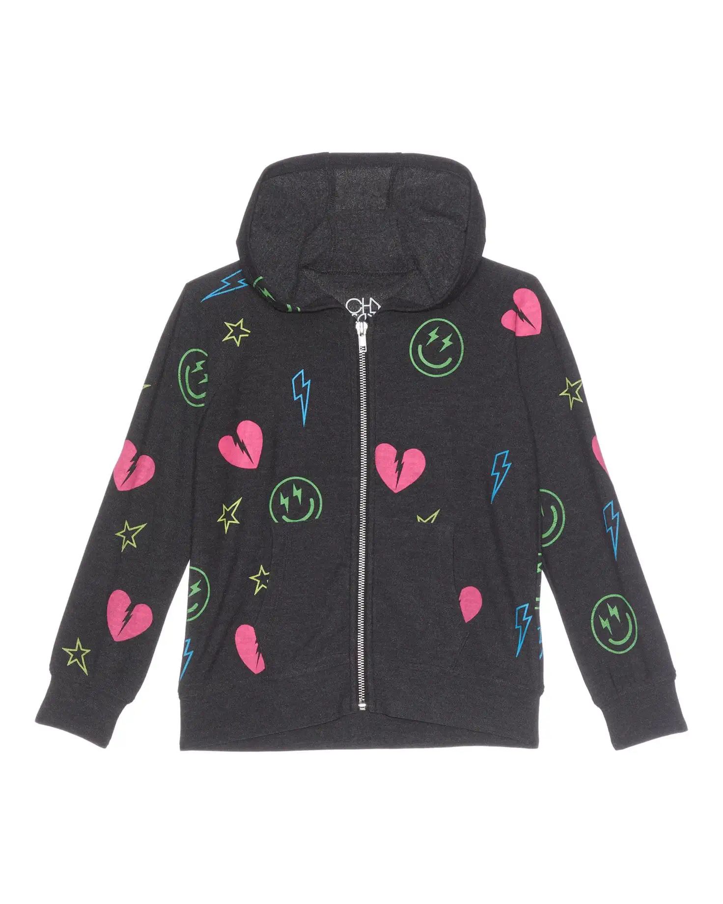 Chaser Kids Neon Heart & Smiles Hoodie (Toddler/Little Kids) | Zappos