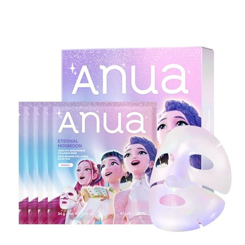 ANUA Vita Collagen Mask, Hydrogel Face Mask for Cooling & Skin Firmness, Dullness Care with Vitamin C, Radiant Glass Skin Effect, KPop Demon Hunters, Korean Skincare (4ea) | Amazon (US)