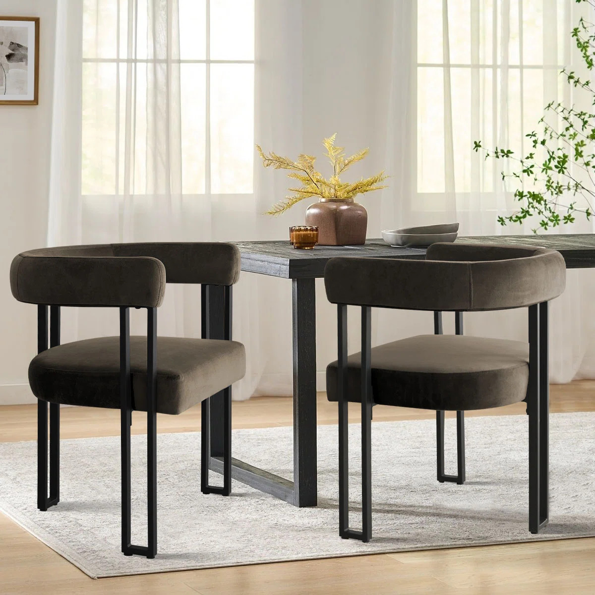 Dulcine Velvet Upholstered Armchair (Set of 2) | Wayfair North America