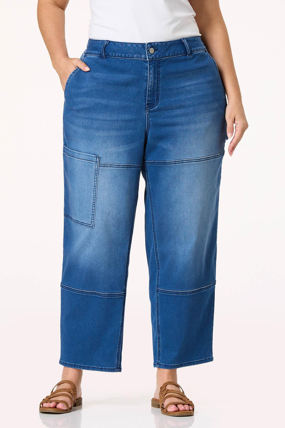 Plus Size Knit Utility Jeans | Cato Fashions