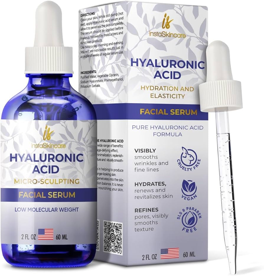 Hyaluronic Acid Serum for Face (2 Oz) - Serum for Skin and Lips - Hydrating and Moisturizing Face... | Amazon (US)