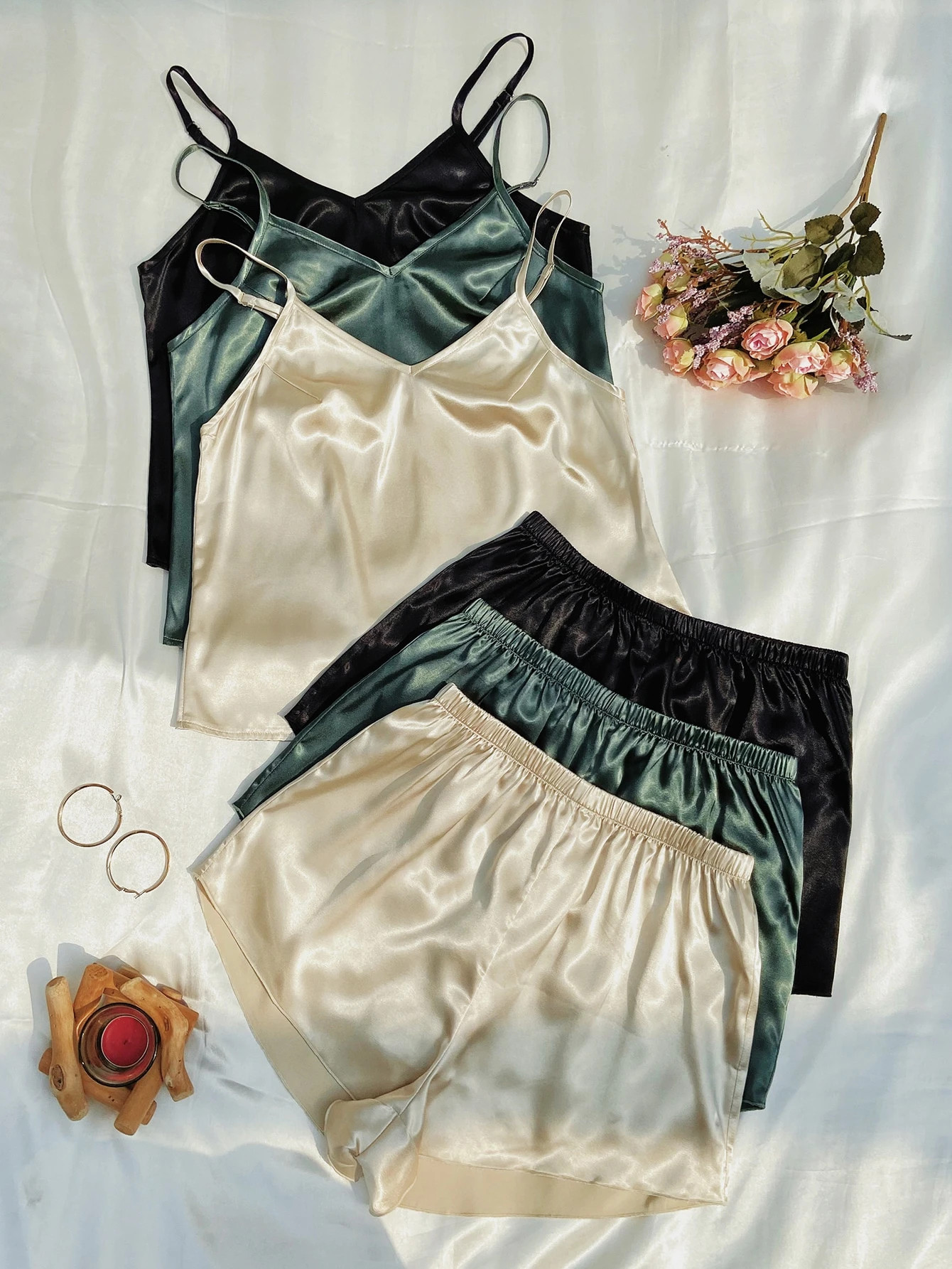 3pcs Solid Cami Top & Shorts PJ Set
   SKU: si2109181787088103      
          (3663 Reviews)
   ... | SHEIN