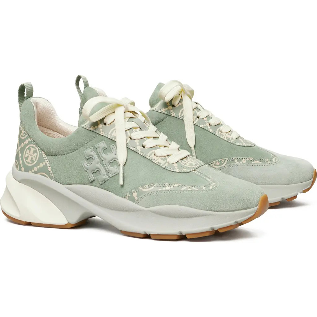Tory Burch T Monogram Good Luck Trainer Sneaker in Blue Celadon/New Cream at Nordstrom, Size 4 | Nordstrom