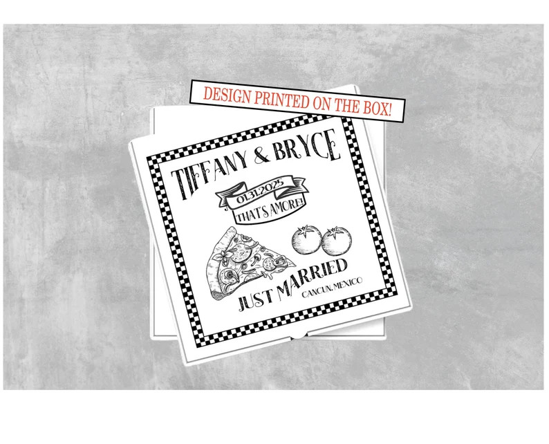 Personalized, Wedding Pizza Box, Just Married, Black & White Pizza Box Customizable, Reception, A... | Etsy (US)