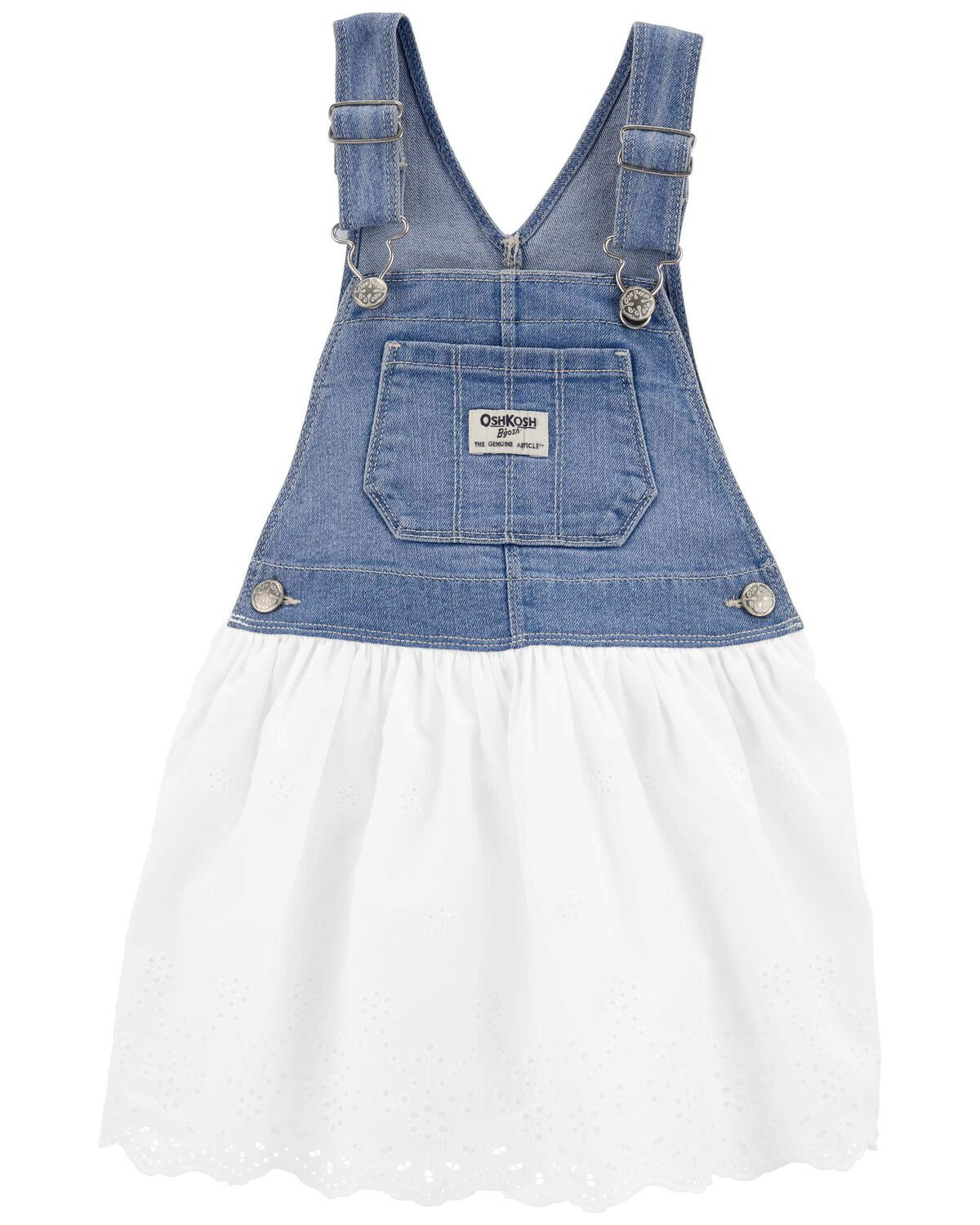White/Blue Toddler Denim Eyelet Jumper Dress | carters.com | Carter's