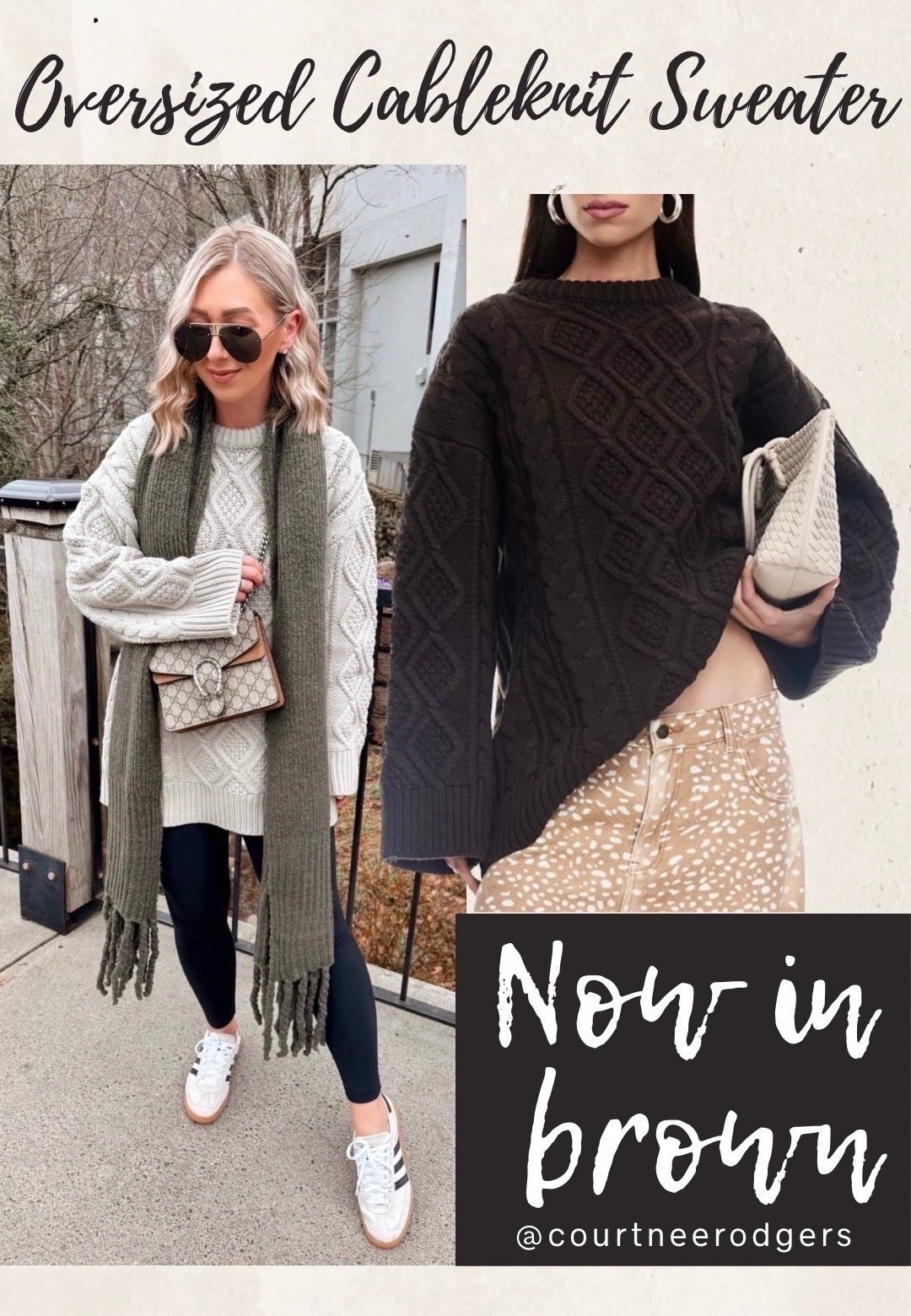 Oversized Cableknit sweater now in brown! This runs BIG! I have an XS!

Cableknit sweater, oversized sweaters 


#LTKHoliday #LTKGiftGuide #LTKPetite