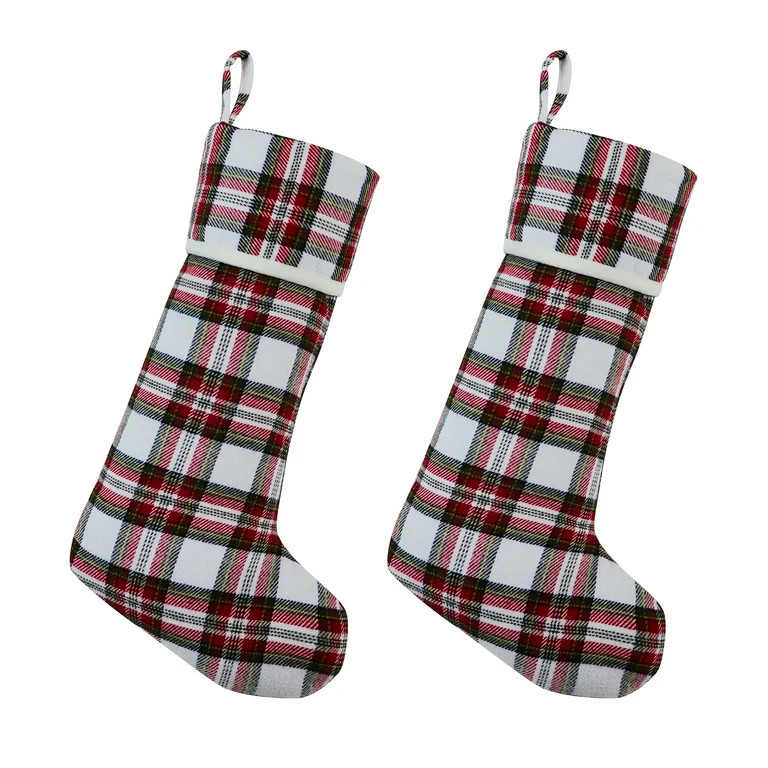 My Texas House Jewel White/Multi Plaid Christmas Stockings, 20&quot; x 10&quot; (2 Count) | Walmart (US)