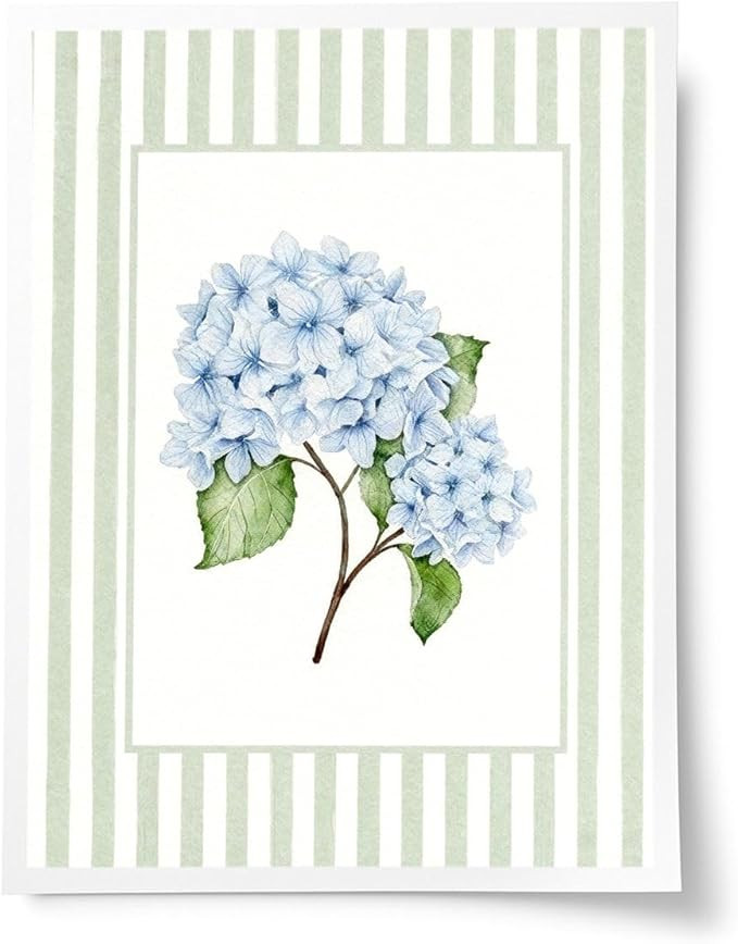Striped Hydrangea Wall Art – French Country Floral Print – Vintage Grandmillennial Nancy Meye... | Amazon (US)