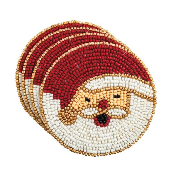 Santa Beaded Coaster Set | Mud Pie