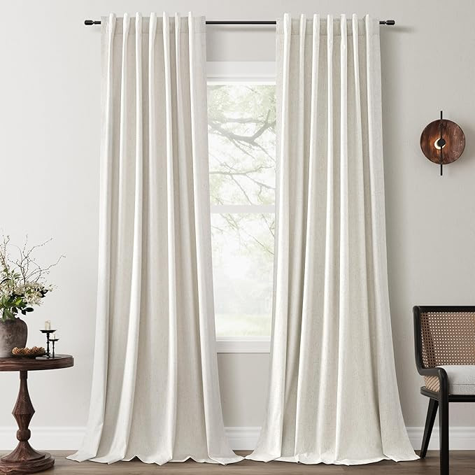 100% Blackout Curtains Cream Beige 90 Inch Long Room Darkening Curtains for Bedroom Living Room D... | Amazon (US)