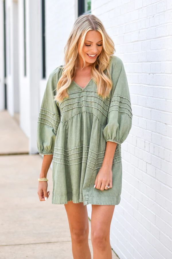Walk The Line Dress - Olive | The Impeccable Pig