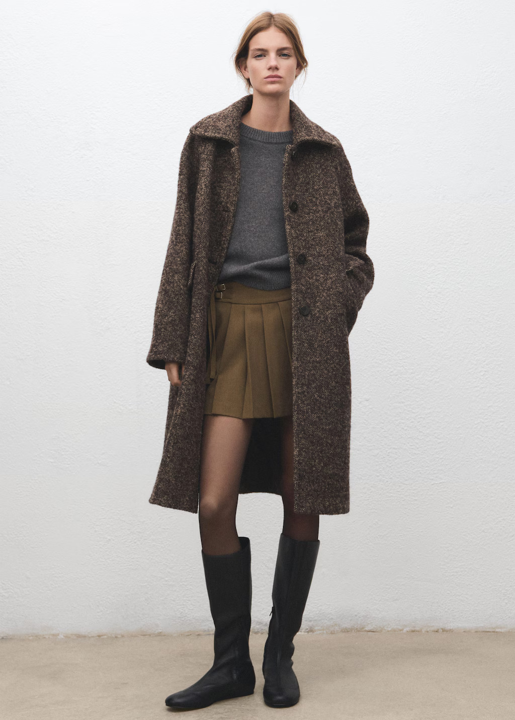 Short pleated skirt with buckles brown - Woman - 0 - MANGO | Mango (US/MX/AU)