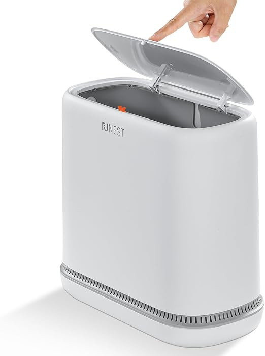 funest Bathroom Trash Can, 3.3 Gallon Slim Trash Can with Lid, Adsorption Garbage Can with Press-... | Amazon (US)
