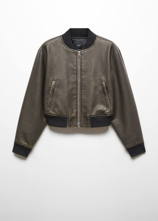 Worn out effect bomber jacket -  Women | Mango USA | MANGO (US)