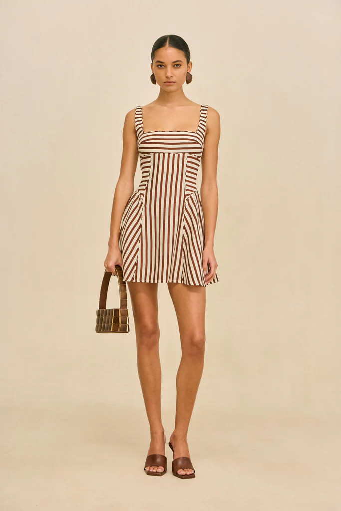 BANKS DRESS - SMALL SADDLE STRIPE | Cult Gaia - US