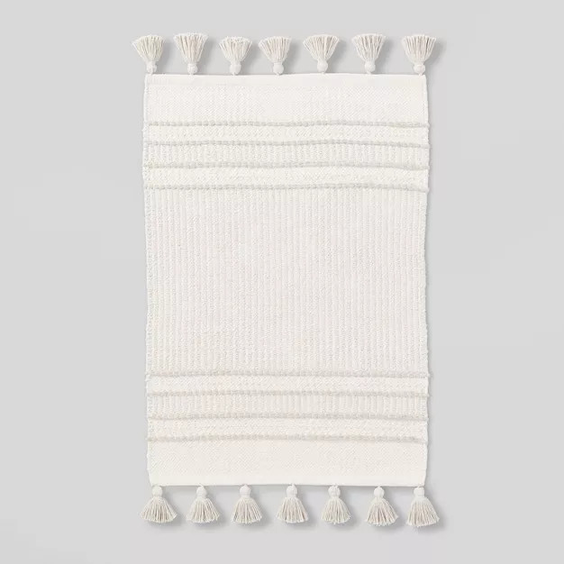 Texture Border Stripe Rug Cream/Silver Gray - Hearth & Hand™ with Magnolia | Target