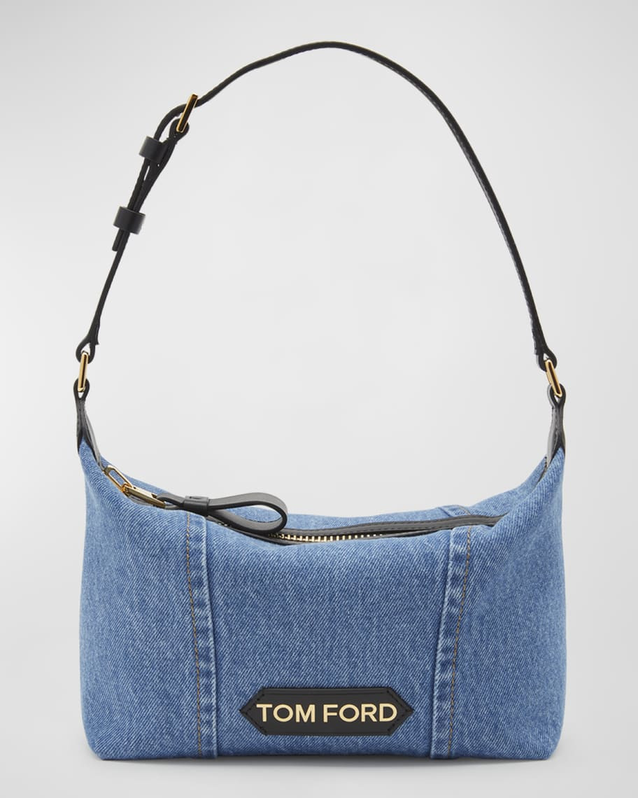 TOM FORD Label Medium Denim Pouch Shoulder Bag | Neiman Marcus