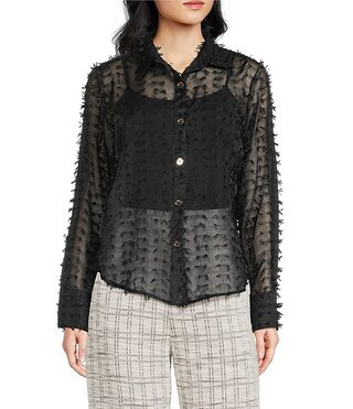 Buru Textured Contrast Collar Button Down | Dillard's | Dillard's