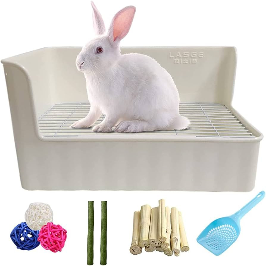 Tfwadmx Rabbit Litter Box Toilet Bunny Corner Litter Pan Pet Toilet Potty Trainer with Scoop Rabb... | Amazon (US)