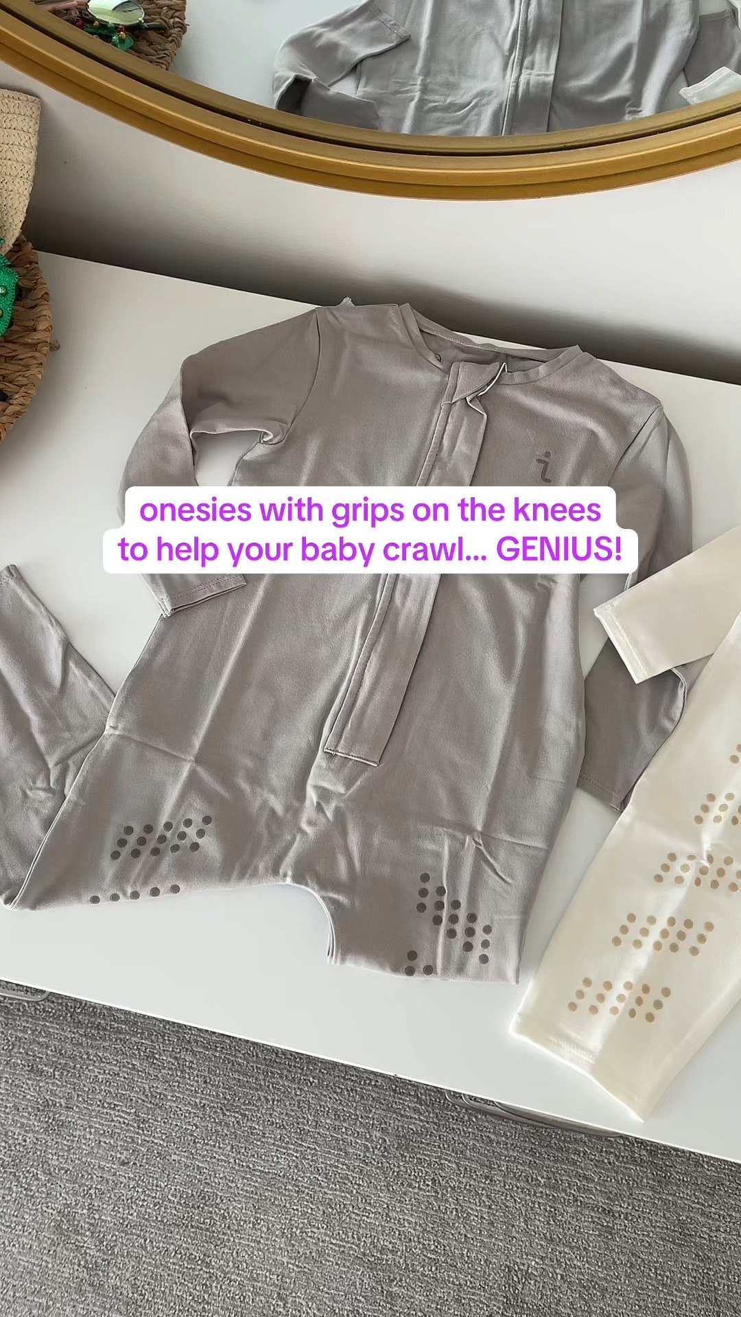 the most genius onesies! Grips on the knees to help prevent slipping during tummy time and to help your baby crawl! Obsessed with this! Perfect for a baby shower gift too! 

#LTKmomlife #LTKBaby