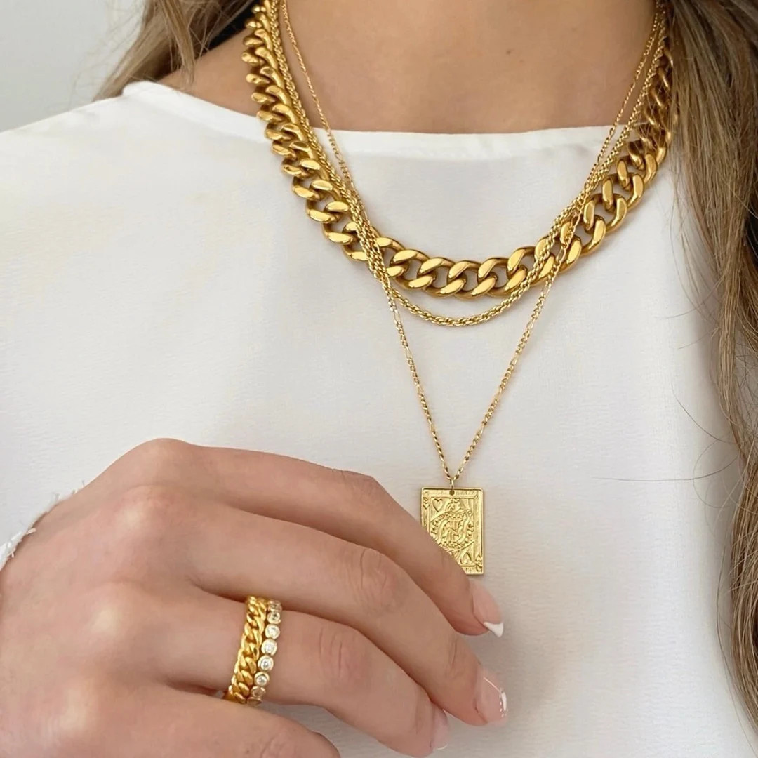 18k Curb Chain Gold Choker Chain Necklace Statement Necklace Gold Necklaces for Women Gold Chain ... | Etsy (US)