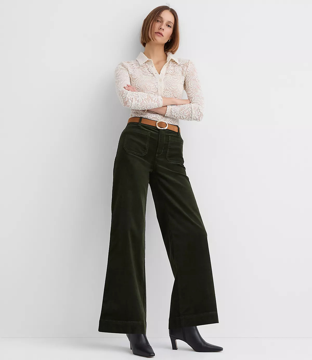 Palmer Wide Leg Pants in Brushed Corduroy | LOFT