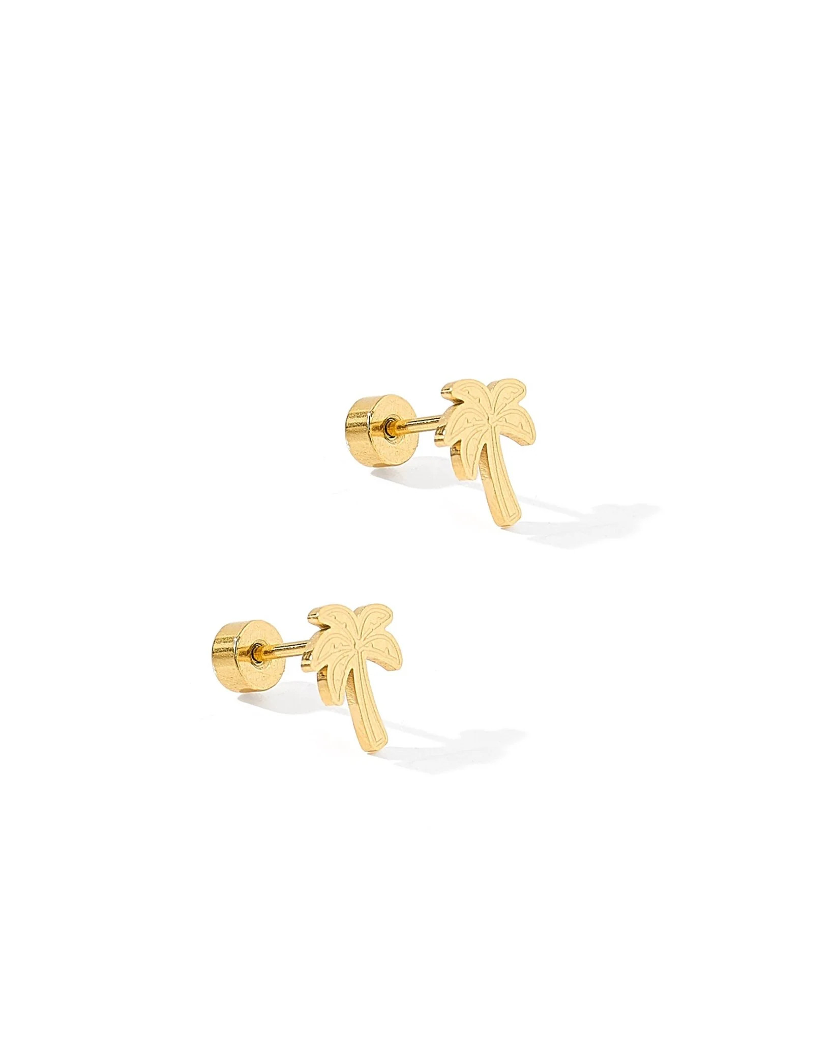 Screwback Stud Earrings - Palm Tree Gold | LINNY CO LLC
