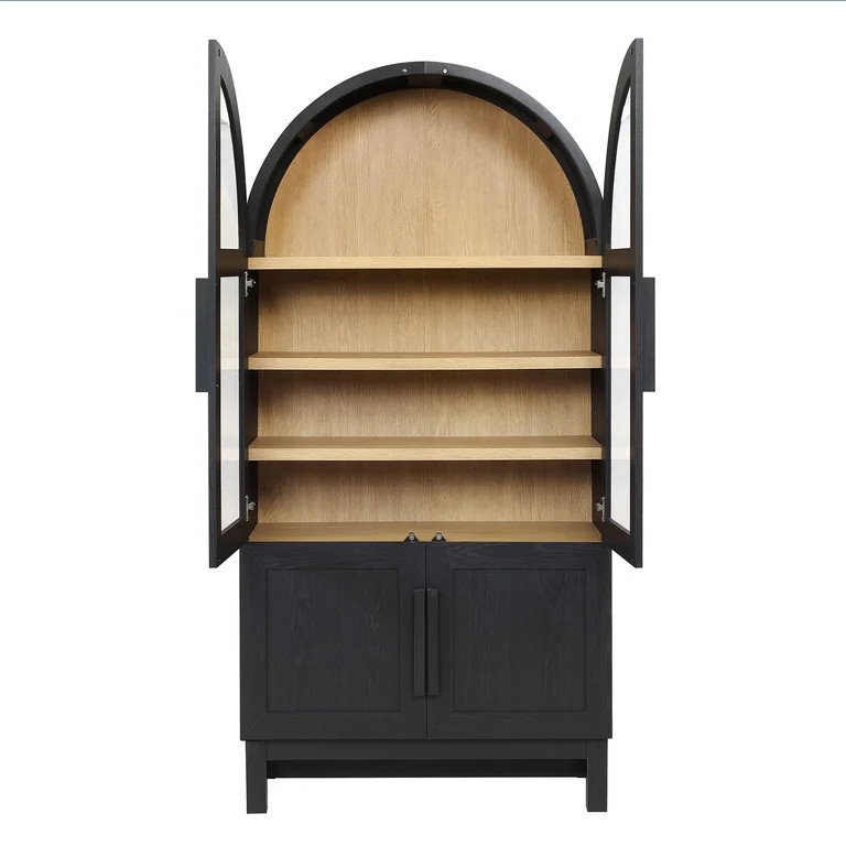 Better Homes & Gardens Juliet Kitchen Rounded Solid Wood Frame Arc Cabinet, Black Finish | Walmart (US)