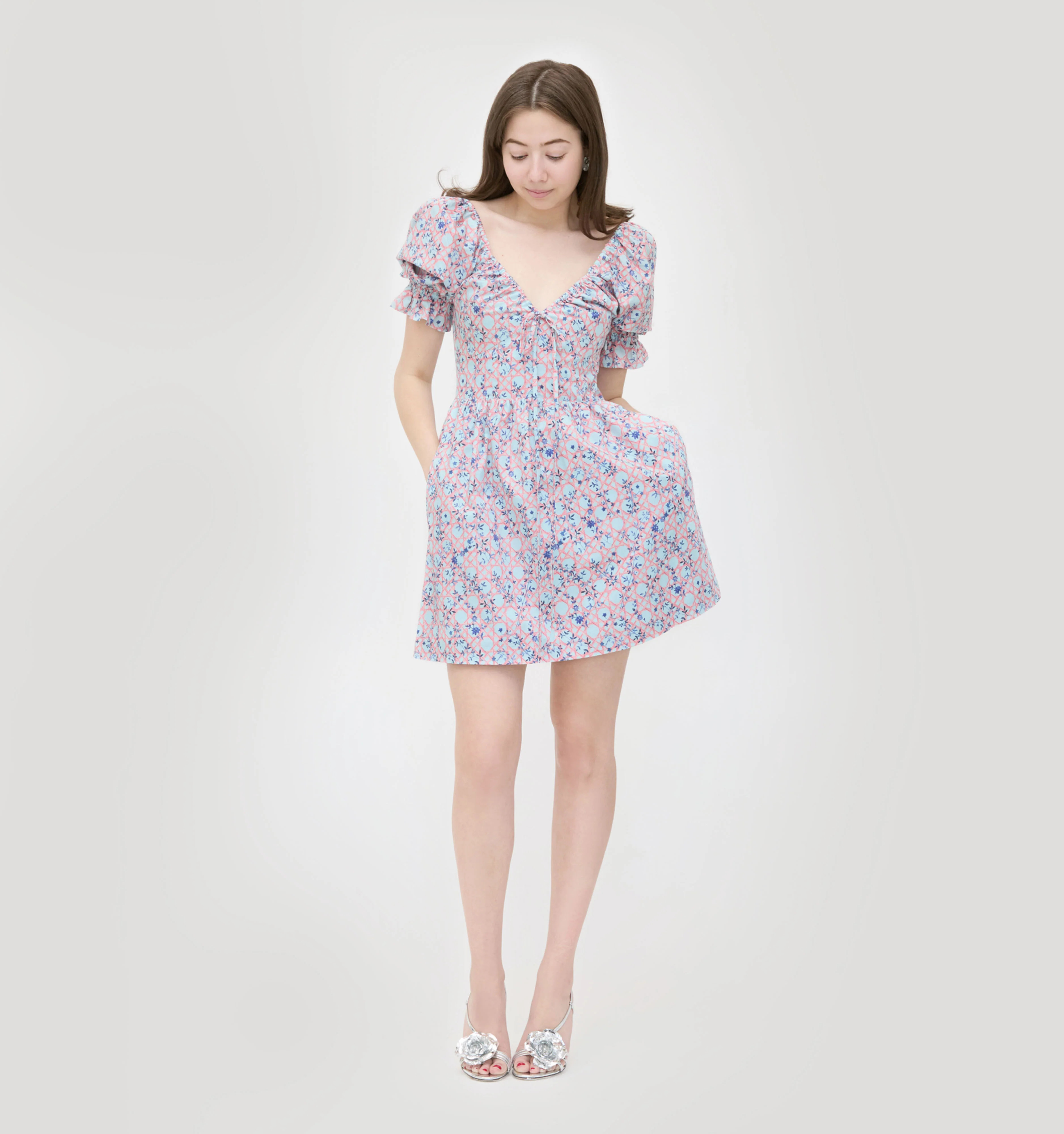 The Ophelia Mini Dress - Pink Basketweave Vine | Hill House Home US
