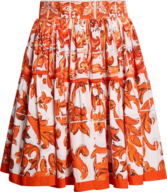 Majolica Print Cotton Poplin Miniskirt | Nordstrom