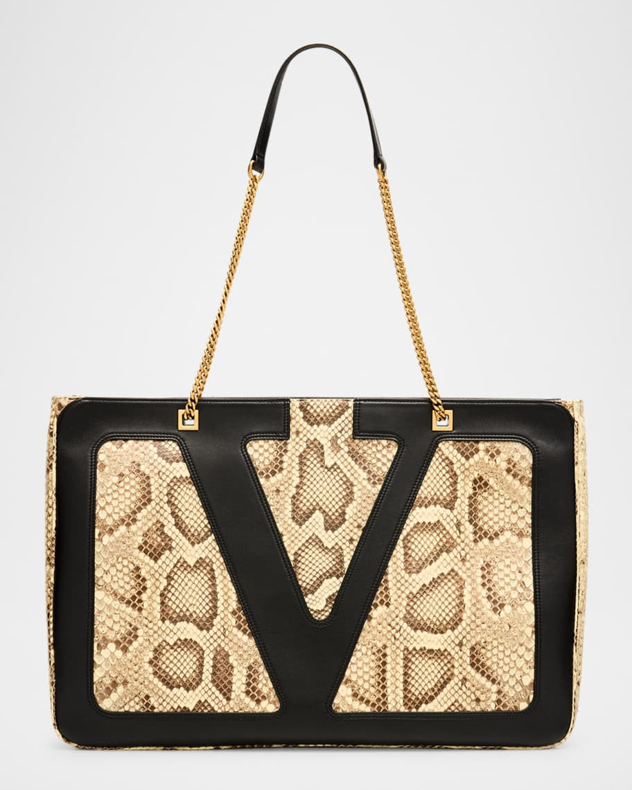 Valentino Garavani Viva Superstar Snakeskin & Leather Tote Bag | Neiman Marcus