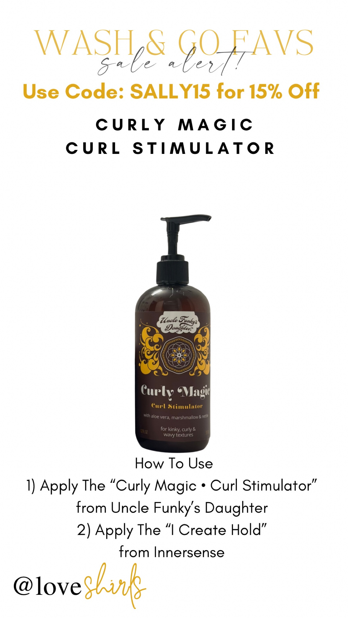 This product mixed with another favorite works well for a super defined and shiny wash and go!
1) Apply The “Curly Magic • Curl Stimulator” from Uncle Funky’s Daughter 
2) Apply The “I Create Hold” 
from Innersense 

#LTKHolidaySale #LTKbeauty #LTKsalealert