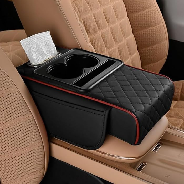 Car Armrest Cushion,5-in-1 Center Console Cover with 2 Storage Bags Cup Holder, Tissue Box Slot, ... | Amazon (US)