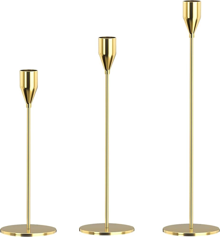 Amazon.com: The Best Organized Set of 3 Gold Candlestick Holders Candle Holder Taper Decorative f... | Amazon (US)