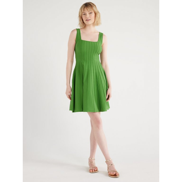 Scoop Women’s Sleeveless Square Neck Mini Sweater Dress, Sizes XS-XXL | Walmart (US)