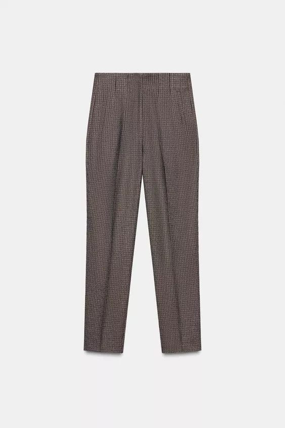 HIGH-WAIST CHECKED TROUSERS | Zara US