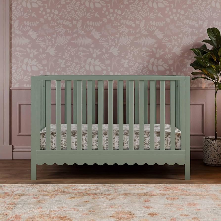 DaVinci Sammy Scallop 4-in-1 Convertible Crib in Light Sage, GREENGUARD Gold Certified | Amazon (US)