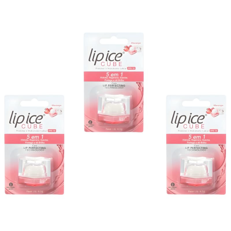 3 Und Protetor Labial Lip Ice Morango | Beleza Na Web (BR)