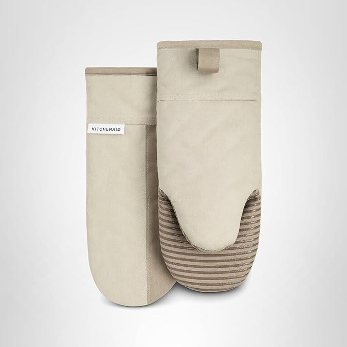 KitchenAid Beacon Two-Tone Non-Slip Oven Mitt Set, Milkshake/Beige, 5.75"x13", 2 Piece | Amazon (US)