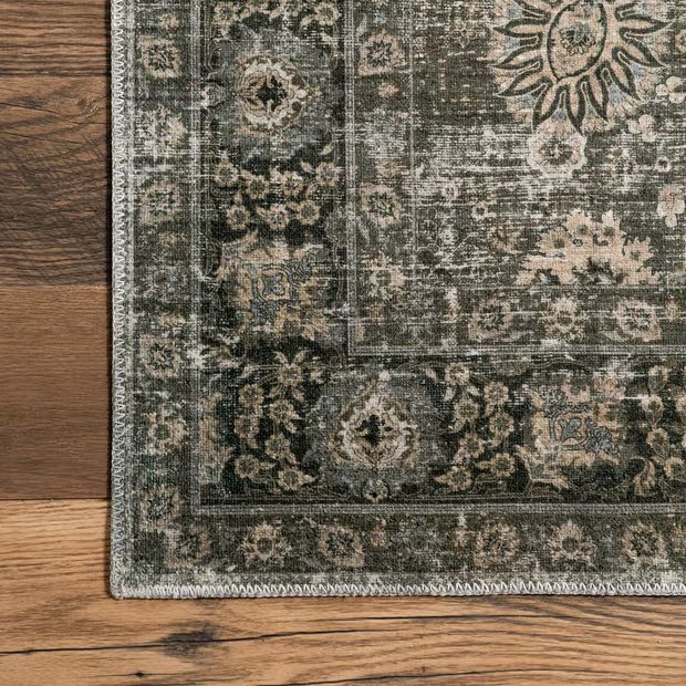 Green Grey Bayberry Vintage Washable Area Rug | Rugs USA