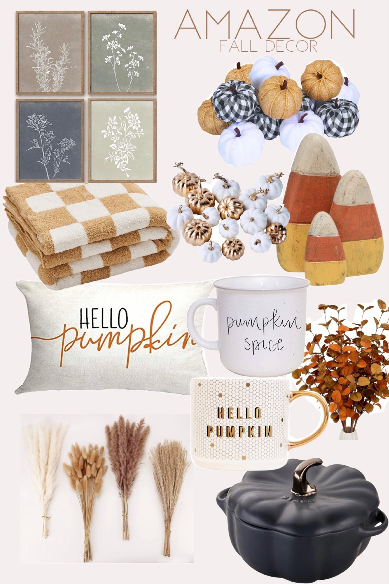 Amazon fall decor finds
Checkered throw blanket, wooden candy cane, hello pumpkin mug, pumpkin spice mug, faux pumpkins, velvet pumpkin, checkered pumpkin, fall wall art, hello pumpkin pillow, staub black matte pumpkin ceramic cocotte and so much more.

#LTKSeasonal #LTKstyletip #LTKhome