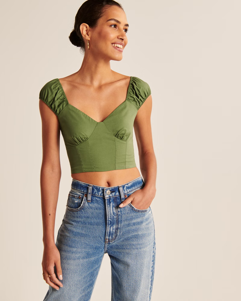 Women's Cap Sleeve Poplin Top | Women's New Arrivals | Abercrombie.com | Abercrombie & Fitch (US)