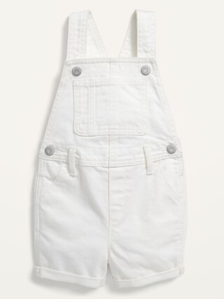 Unisex Frayed-Hem White Jean Shortalls for Toddler | Old Navy (US)
