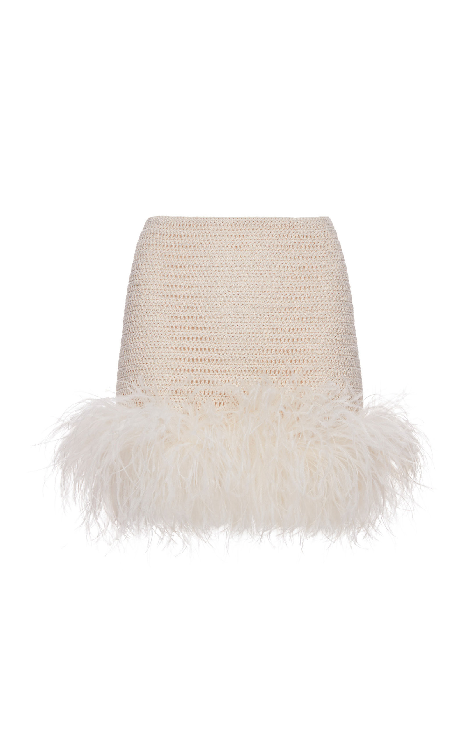 Feather-Trimmed Crochet Mini Skirt | Moda Operandi (Global)
